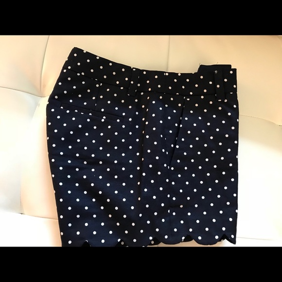 J Crew Scallop-hem Navy Polka Dot Shorts Size 2 - Picture 4 of 7